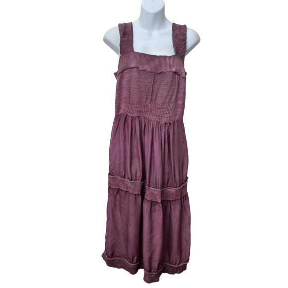 Anthropologie E by Eloise Silk Babydoll Slip Dress‎ Sweater Trim Size Large - Picture 2 of 8